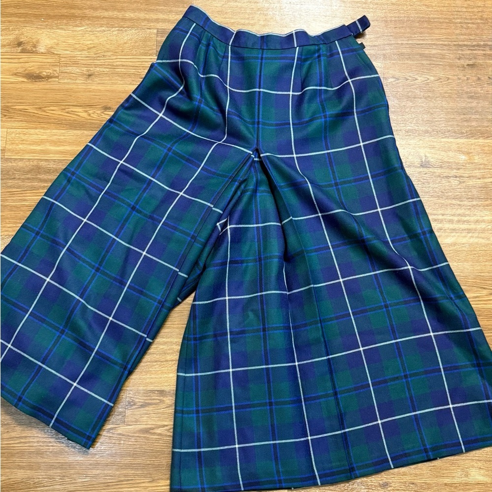 D. Byford tartan plaid Scottish wool culottes skirt pants side zip size 28 waist - Picture 9 of 10